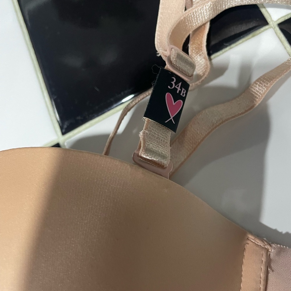 EUC strapless or strap VS Victoria's Secret Beige Bra 34b padded underwire - Picture 3 of 5